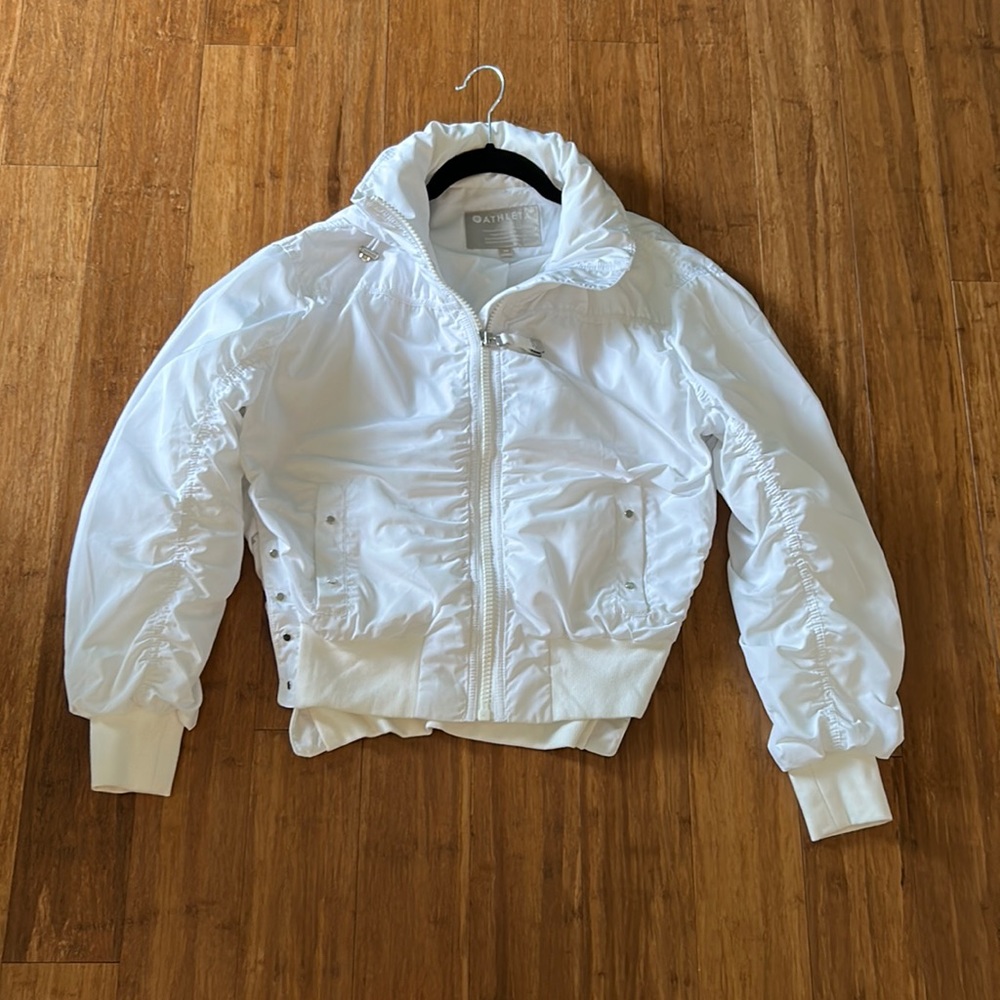 Athleta White Point Reyes Bomber Jacket w/Hidden Hoodie - Size XS
